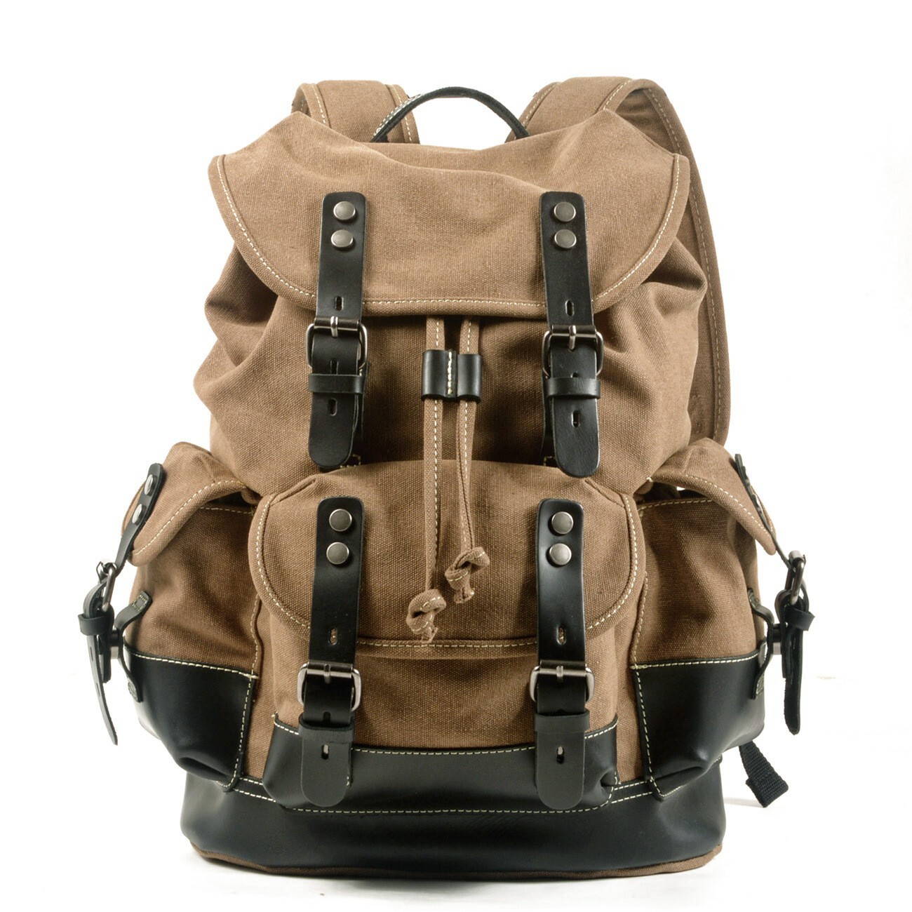Retro Backpack Leisure Backpack Travel Backpack Canvas Patchwork Leather Fashion