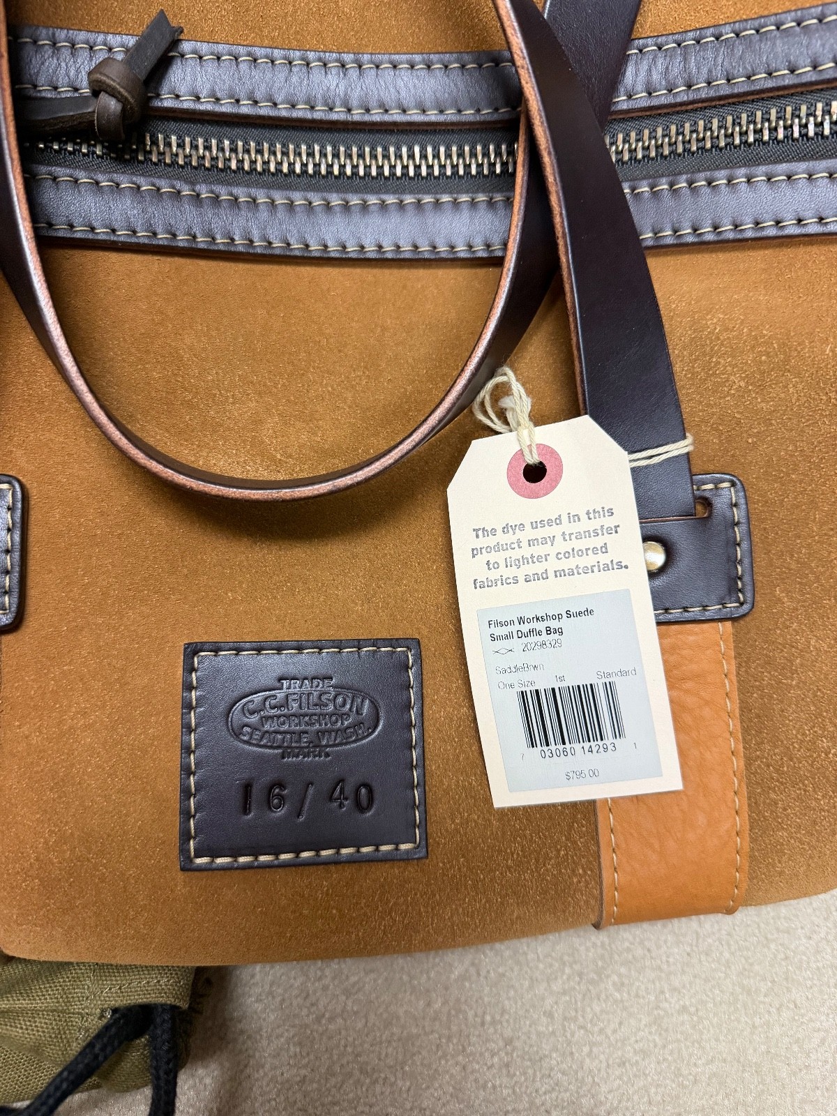 NWT Filson Workshop Suede Small Duffle Bag # 16/40 MADE USA #20298329 Rare