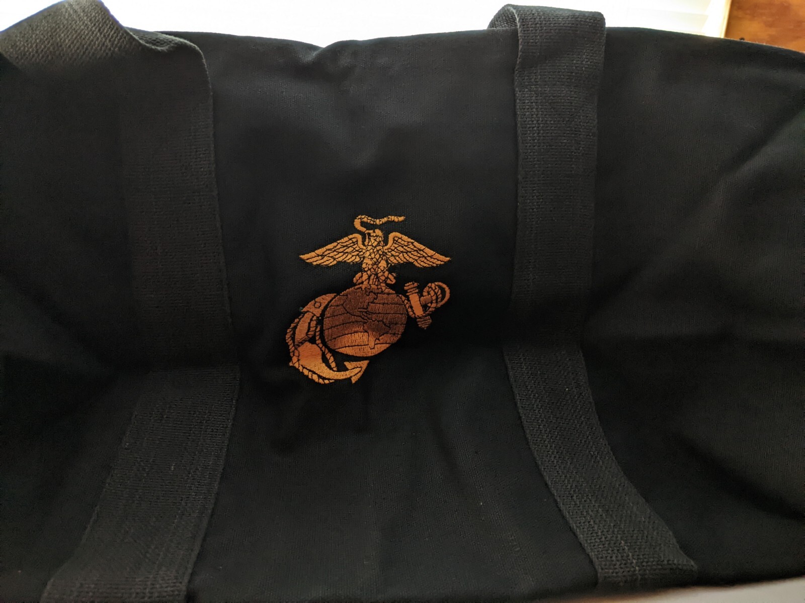 Rothco 3121 Black Canvas Parachute Cargo Bag with Marine Insignia