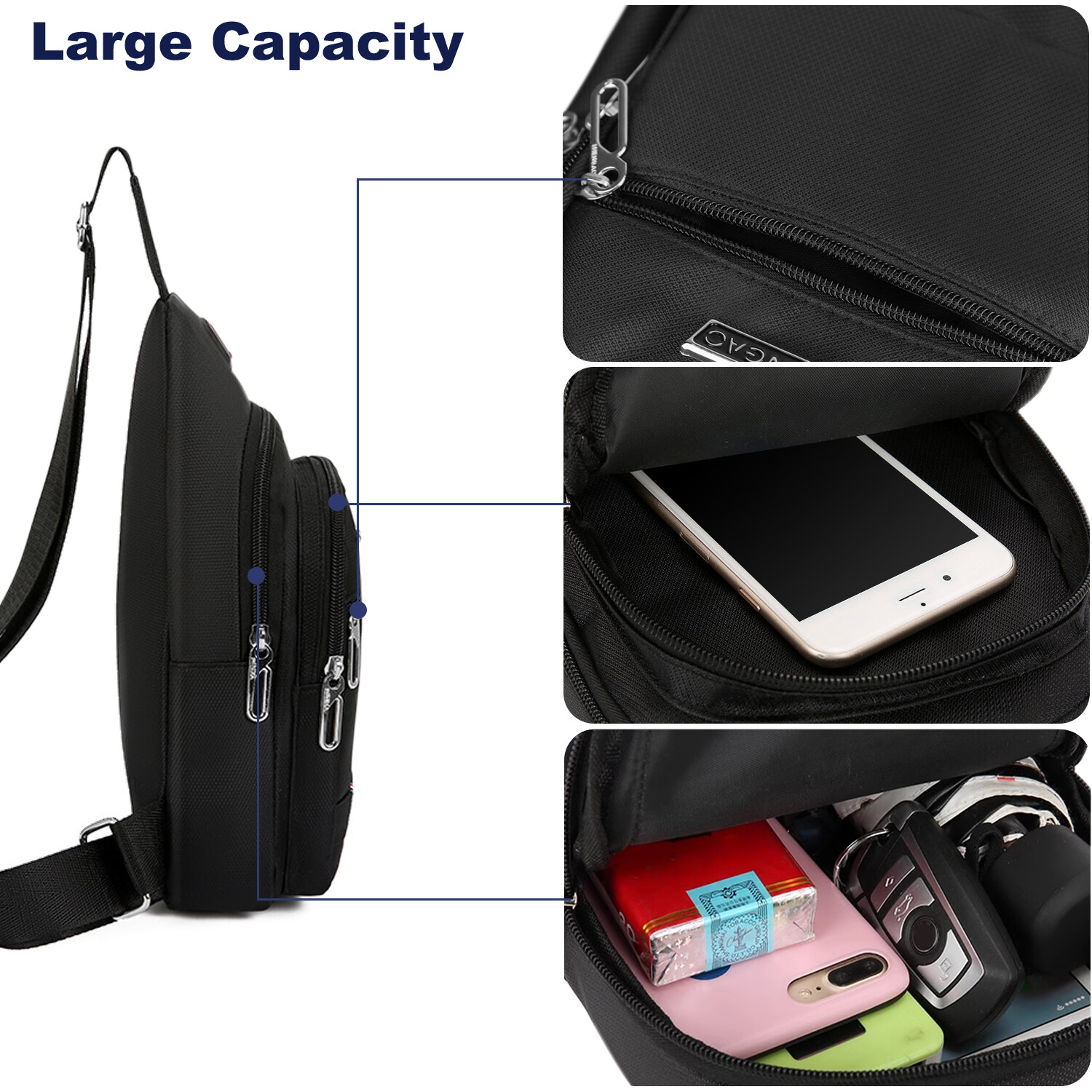 Men Women Sports Sling Bag Chest Fanny Packs Cross Body Travel Shoulder Backpack