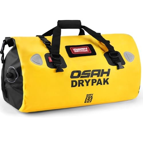 Waterproof Duffel Bag – Motorcycle Dry Bag Tail Bag with Large 60L Yellow