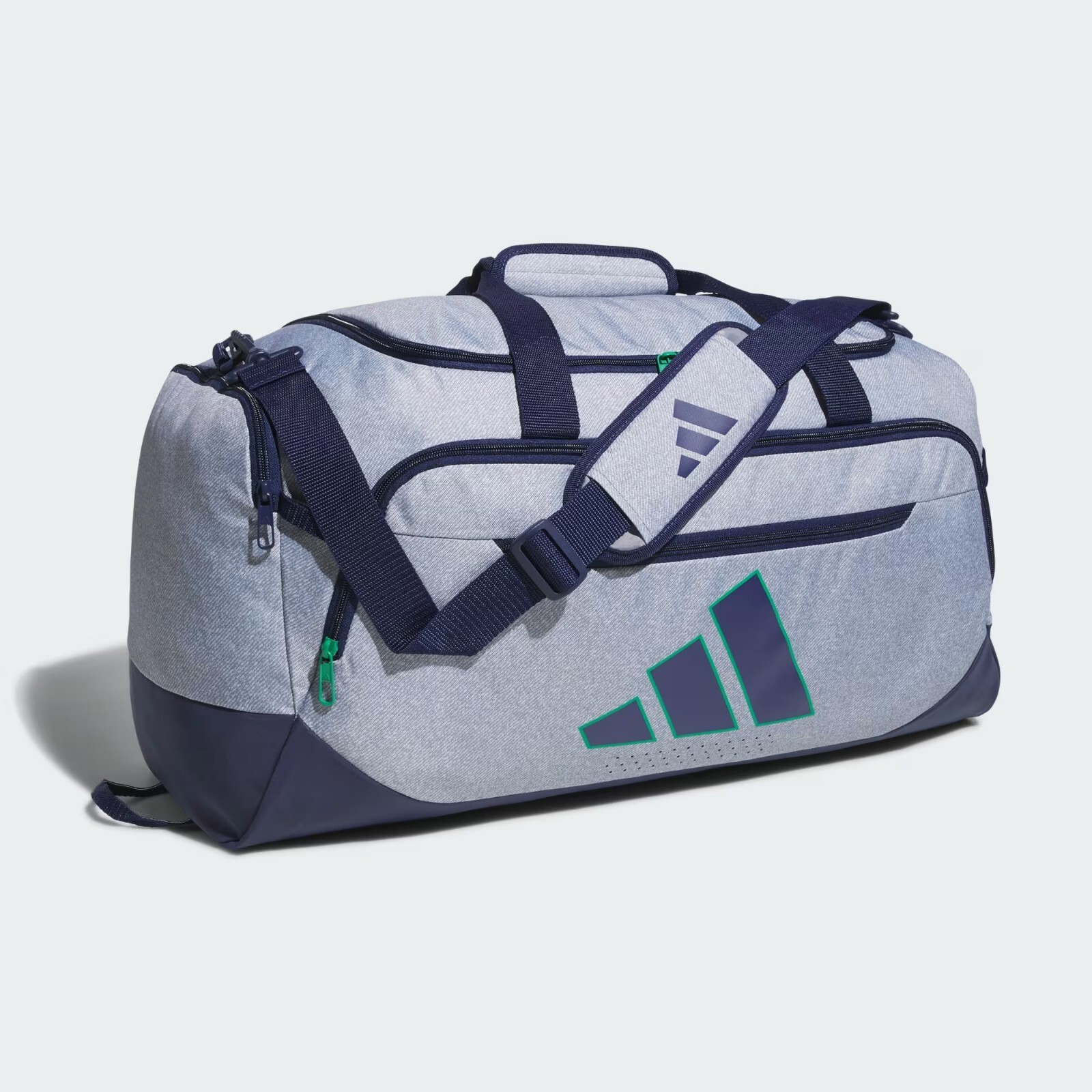 adidas Defender 5 Medium Duffel Bag, 5159471 JJ7730 Twill S10-Ash/Dark Blue/Gree