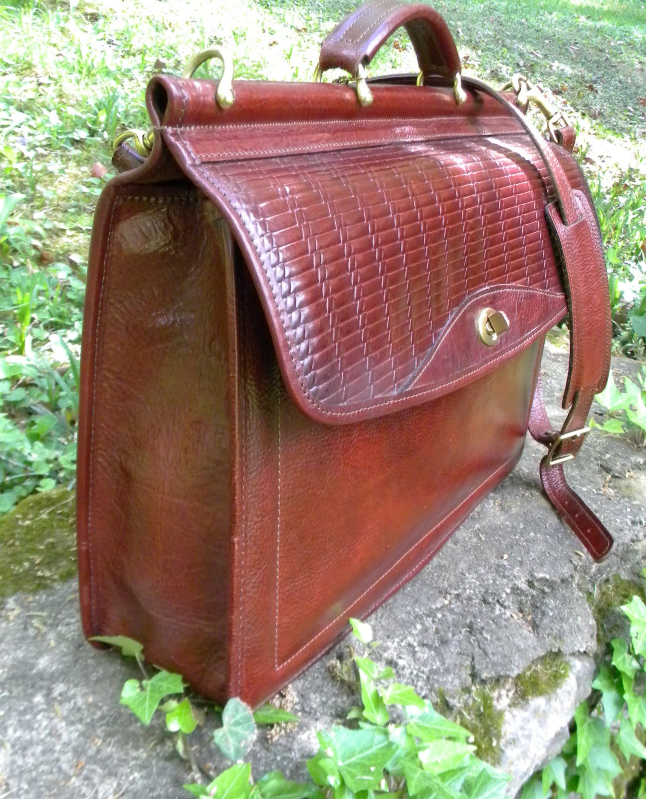 Vintage Jack Georges Leather Cognac Tuscany Executive Briefcase Messanger Bag