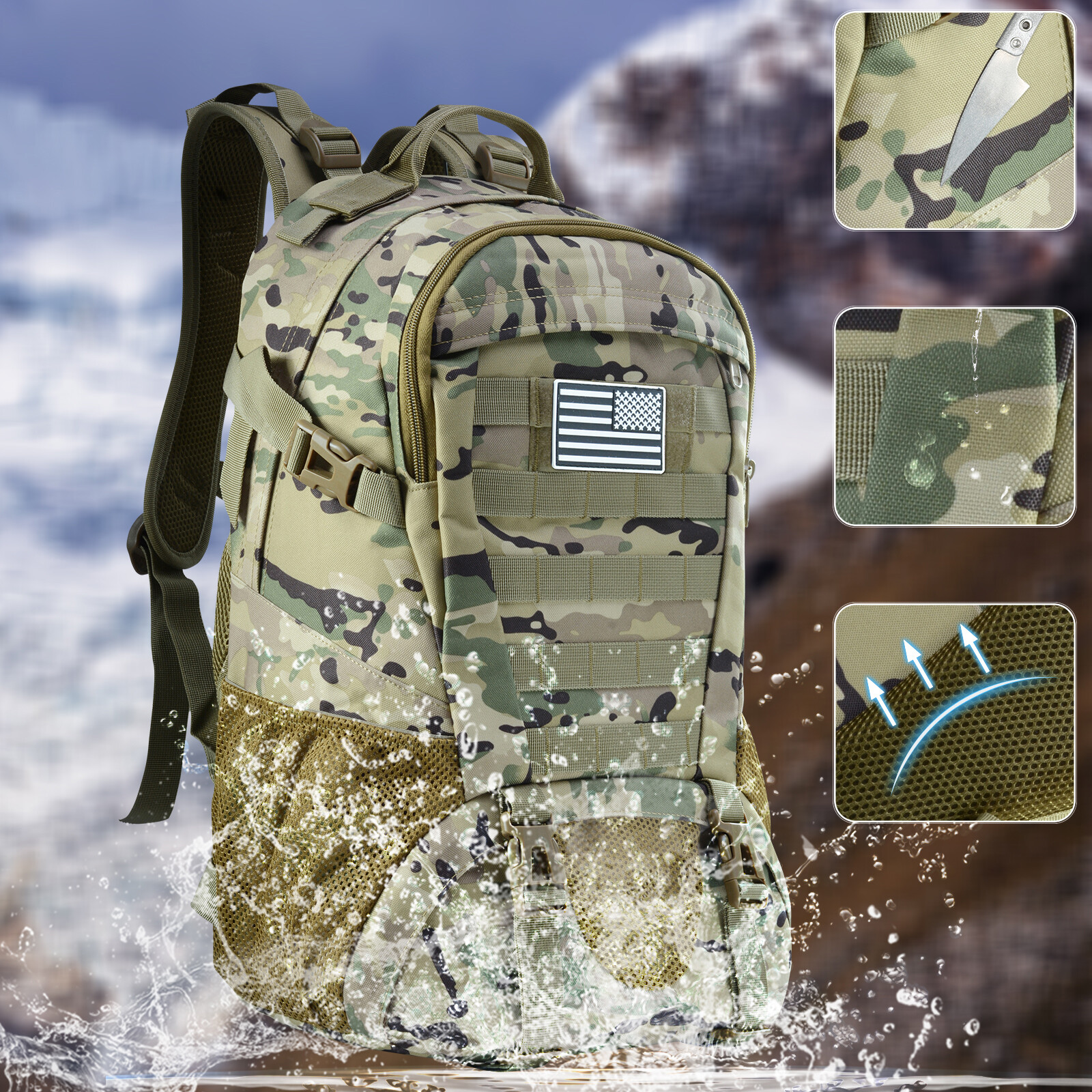 Outdoor Tactical Backpack Military Molle Rucksack Camping Travel Hiking Bag USA