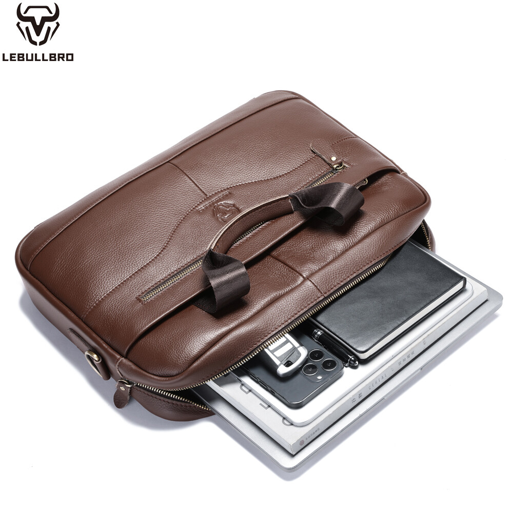 Men Genuine Leather Briefcase Shoulder Messenger Bag Business Work Bag Handbag Q