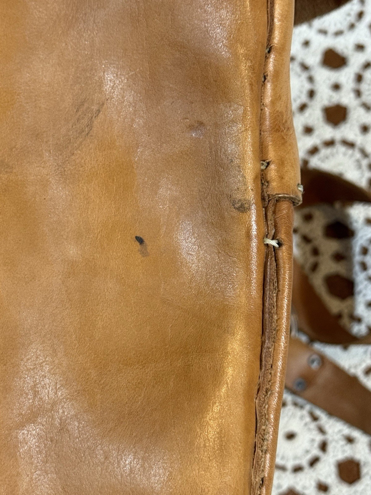 Vintage Brown Leather Backpack Travel Work Shop School Retro Boho Grunge