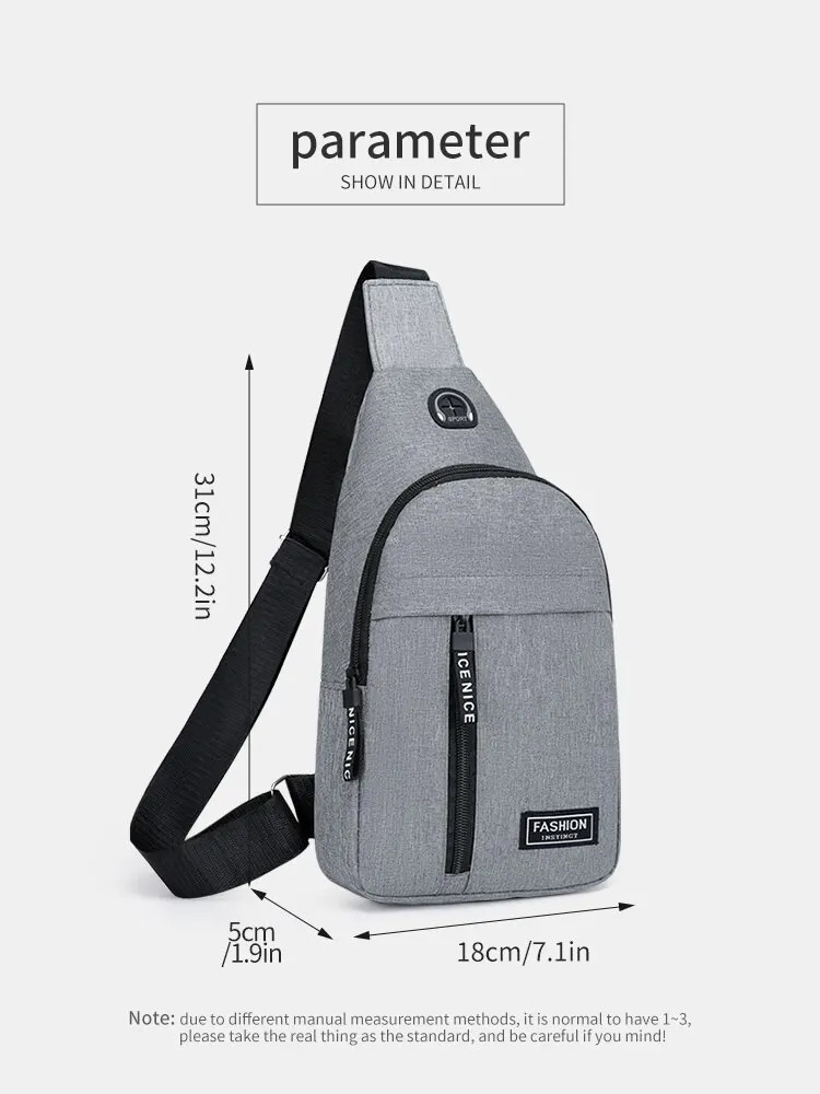 Business Men’s Chest Bag Shoulder Messenger Bag Casual Canvas Travel Bag Waist B