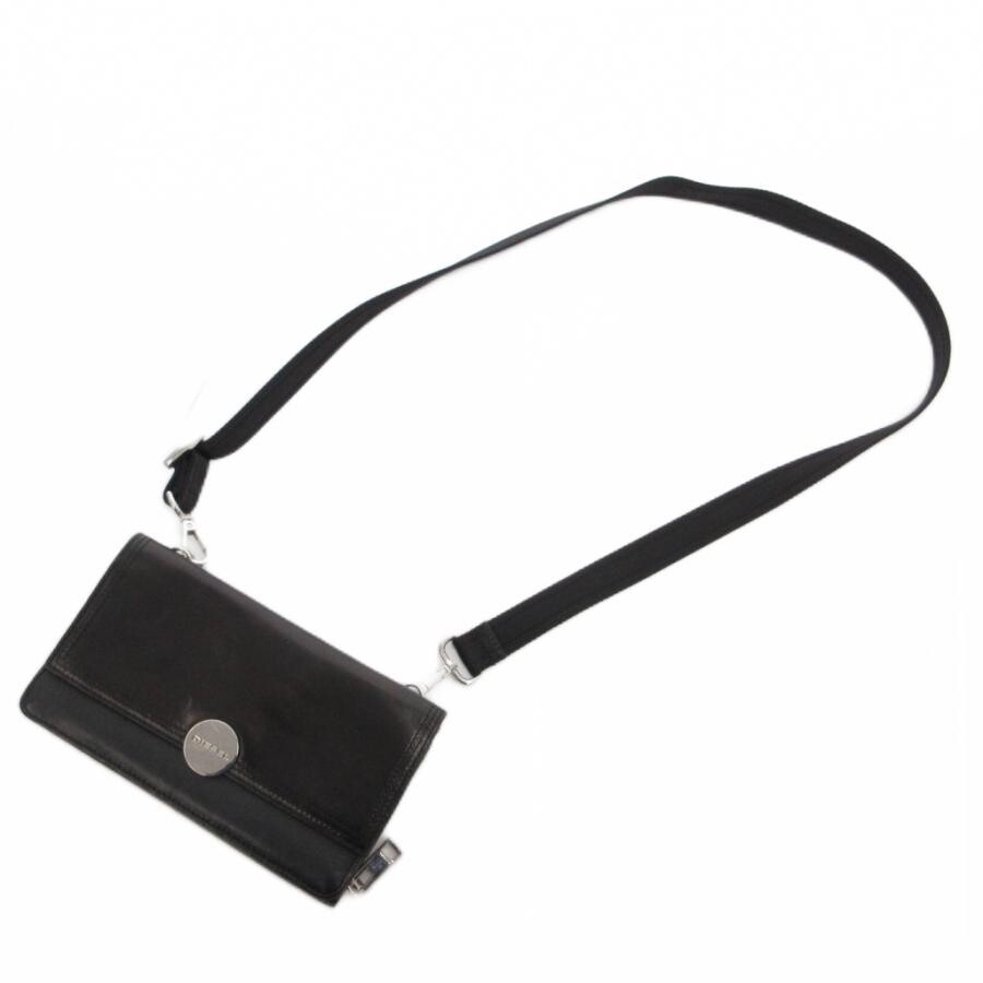 DIESEL Shoulder Wallet Leather Black Magnetic Zip Closure Mens