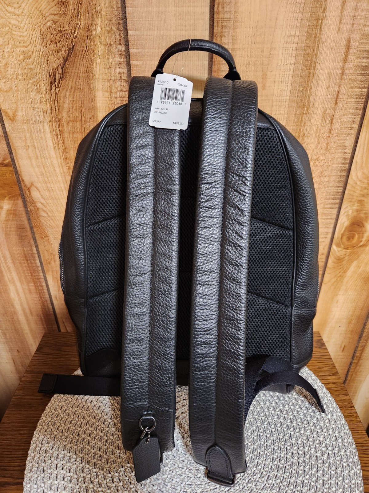 Coach West Pebbled Grain Leather Backpack Carry Bag Black F72510 Black