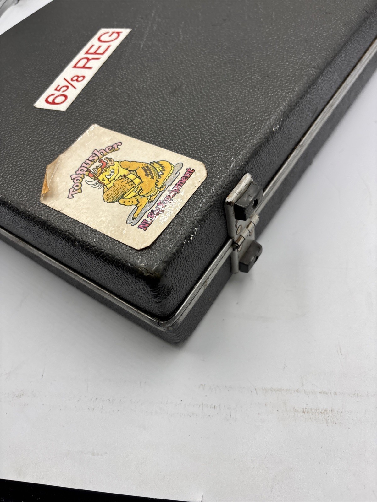 vintage samsonite briefcase Hard Shell W Key Oil Rig Owned Stickers