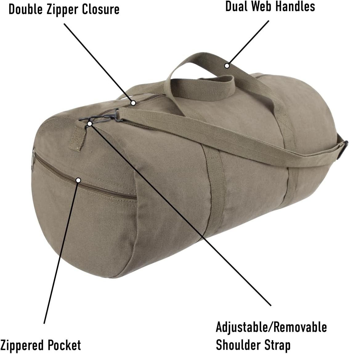 24″ Heavy-Duty Canvas Shoulder Duffle Bag – Rugged Travel Gym Gear Equipment Bag
