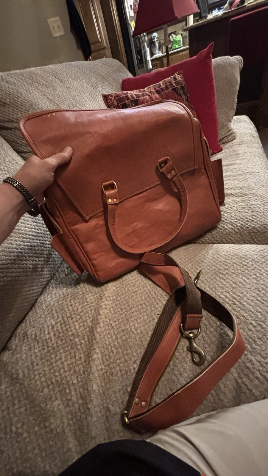 MaheTri Genuine Leather Briefcase Messenger Bag 16” Brown NEW Buffalo Leather