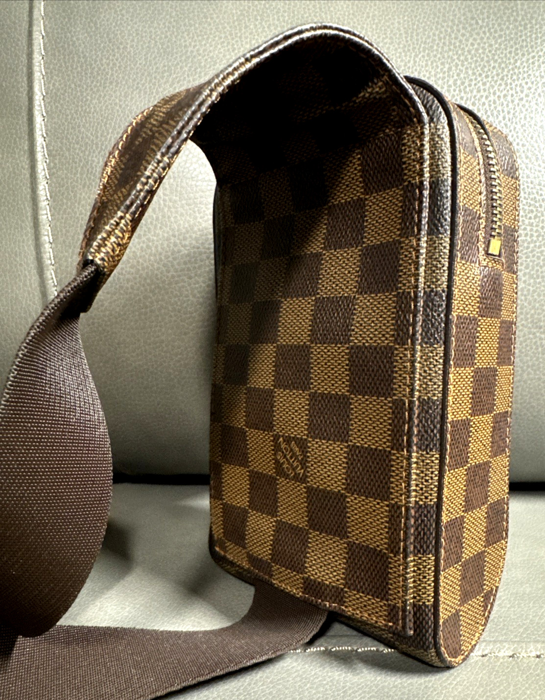 Authentic Louis Vuitton Damier Ebene Geronimos Shoulder Belt Sling Crossbody Bag