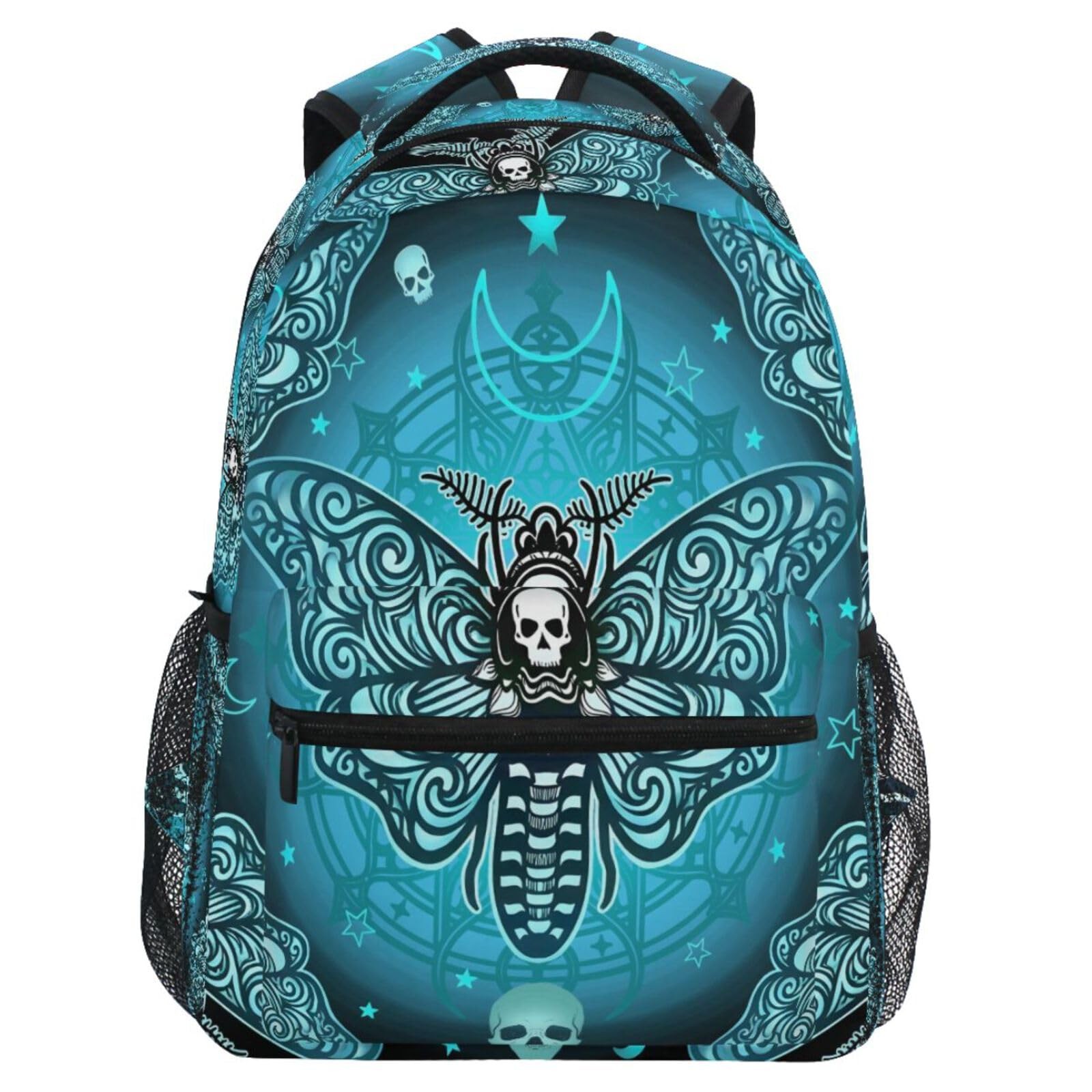 School Backpack Butterfly Skull Blue College Knapsack Laptop Rucksack Busines…