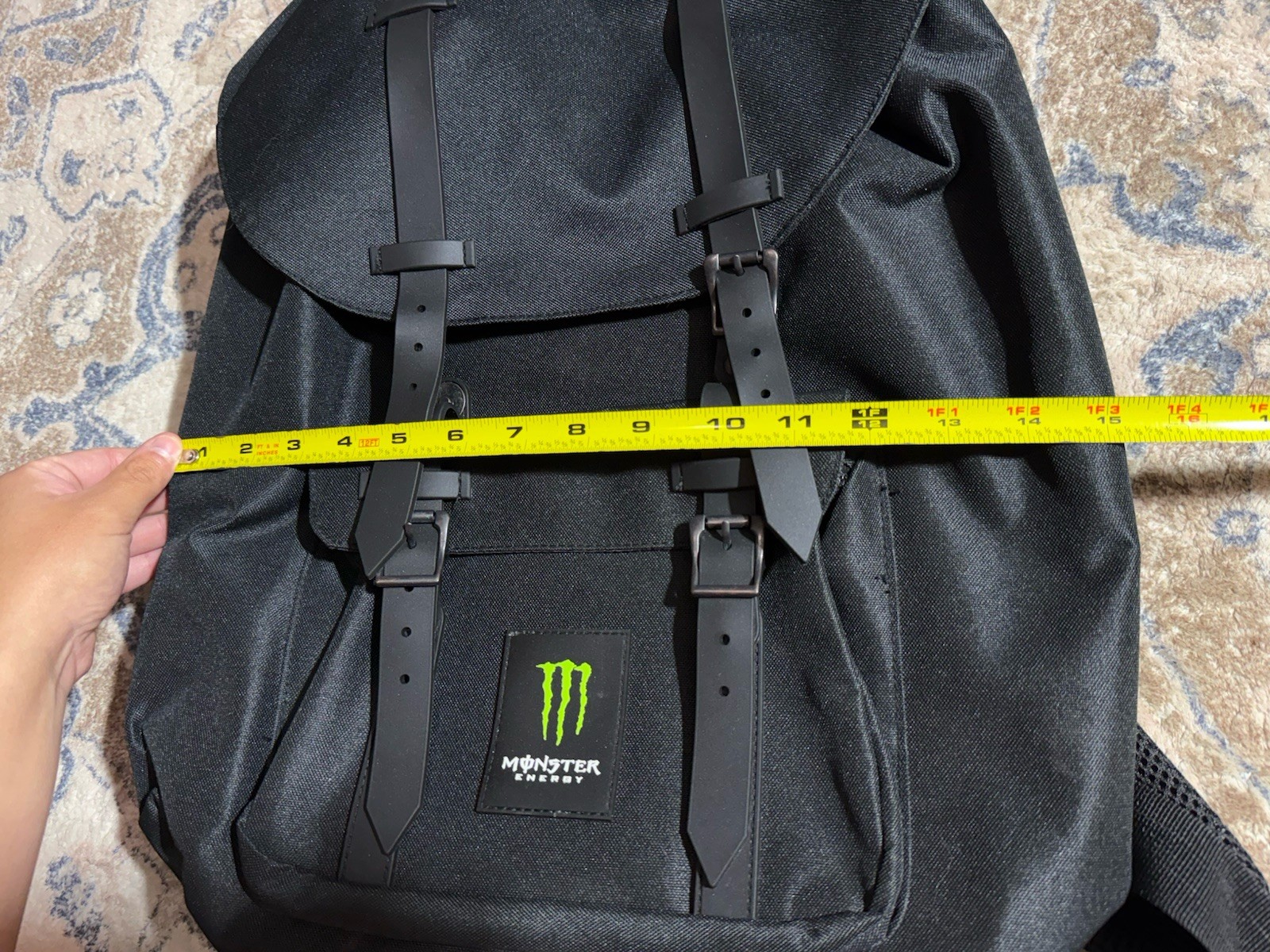 Monster Energy Black Rucksack Heritage Drawstring Buckle Strap Laptop Backpack
