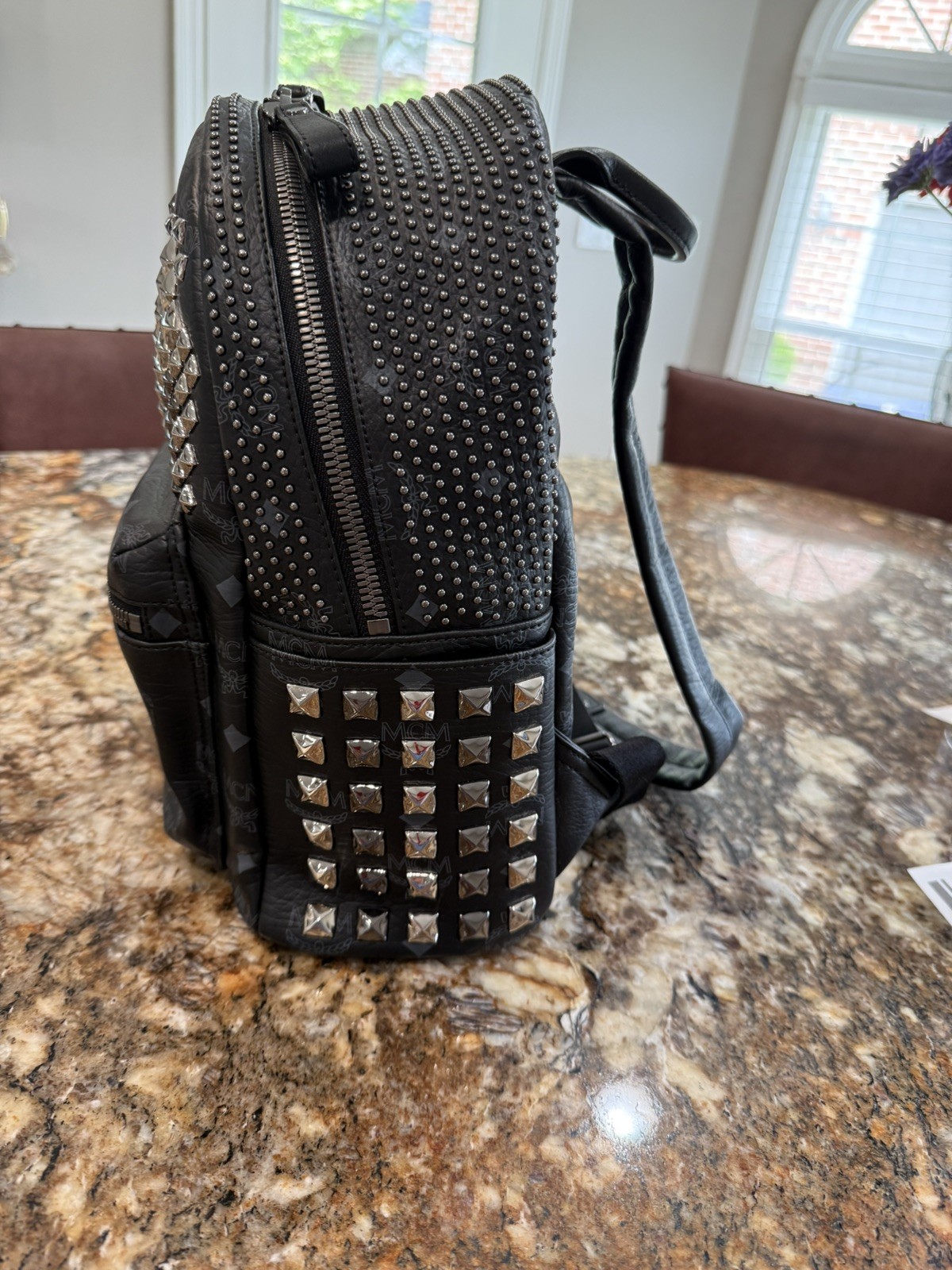 MCM Black Leather studded Backpack M Size – New without tags