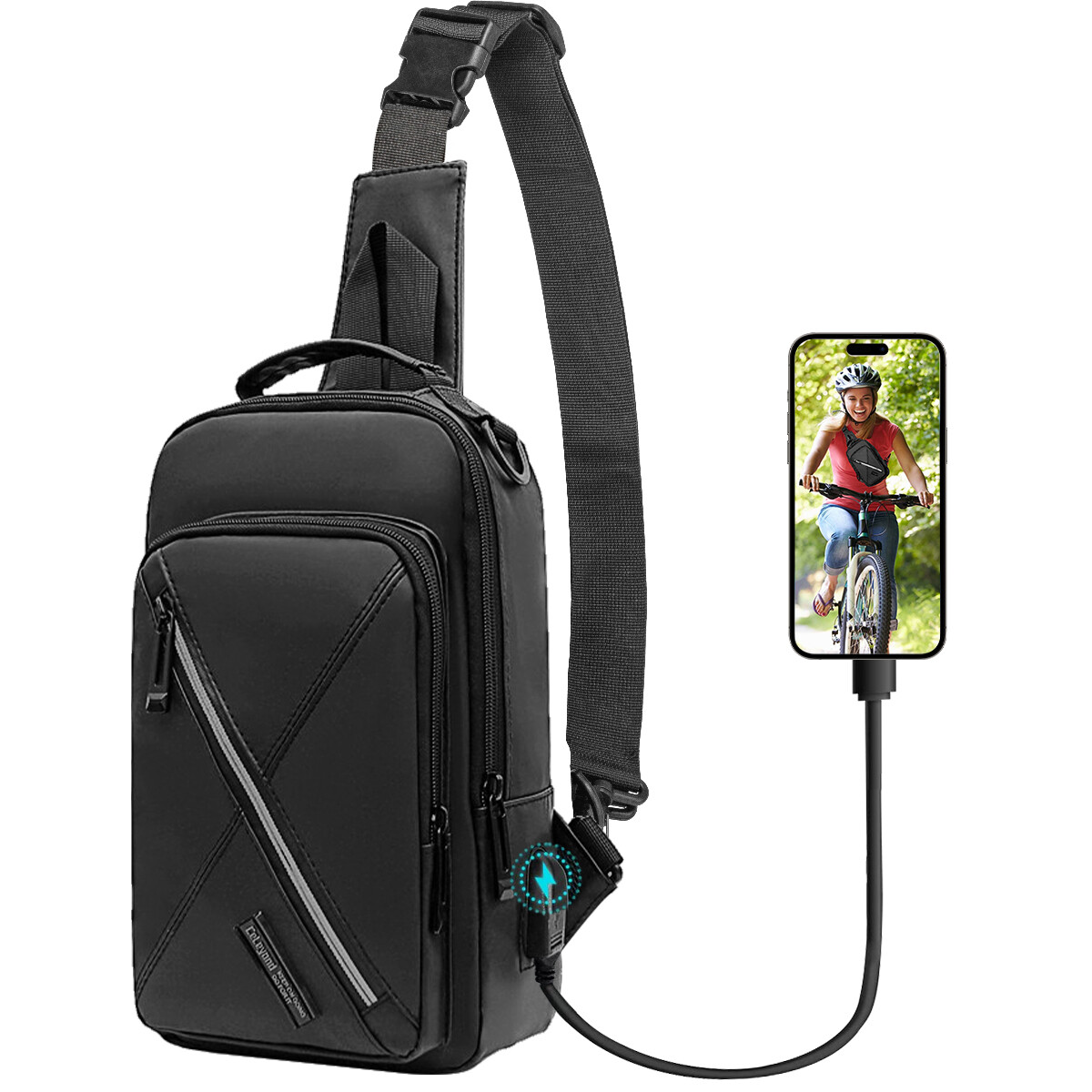 Men Women Nylon Sling Bag Backpack Crossbody Shoulder Chest Cycle Daily Travel