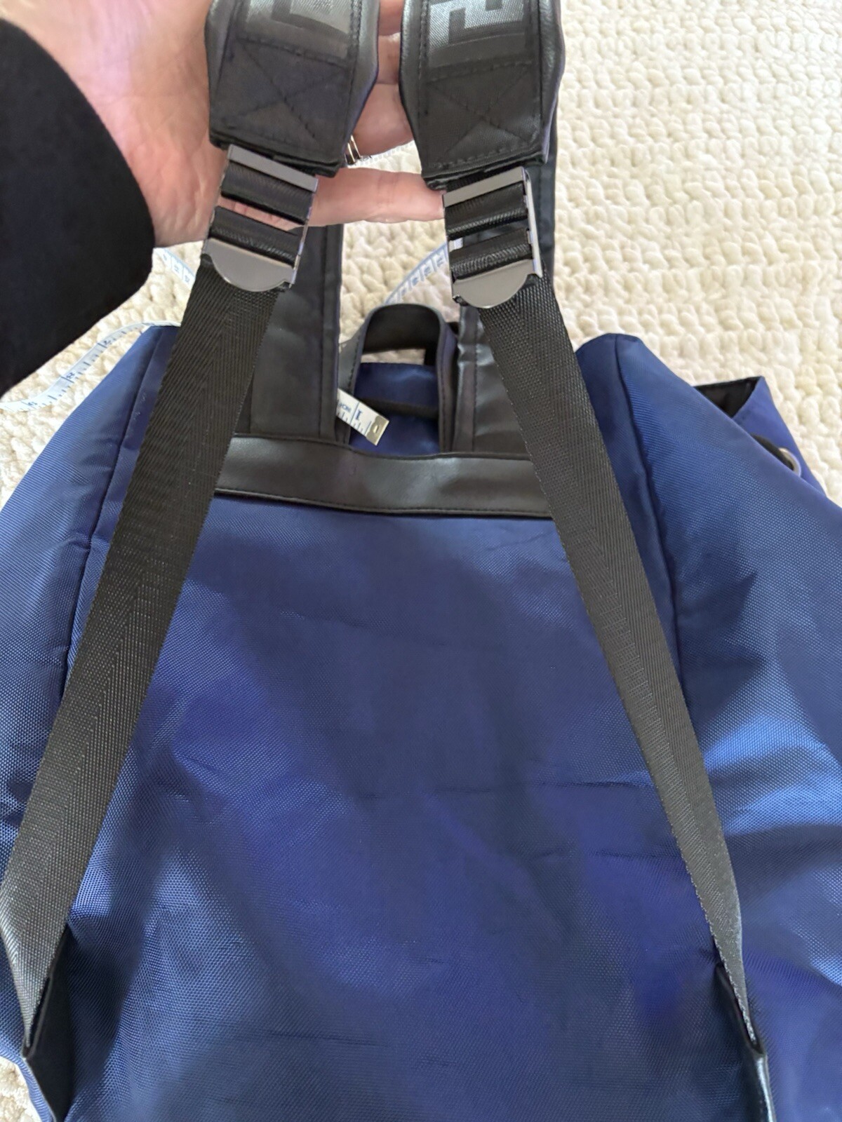 Versace Parfums Draw-string Large Navy Blue With Black Backpack Medusa Logo