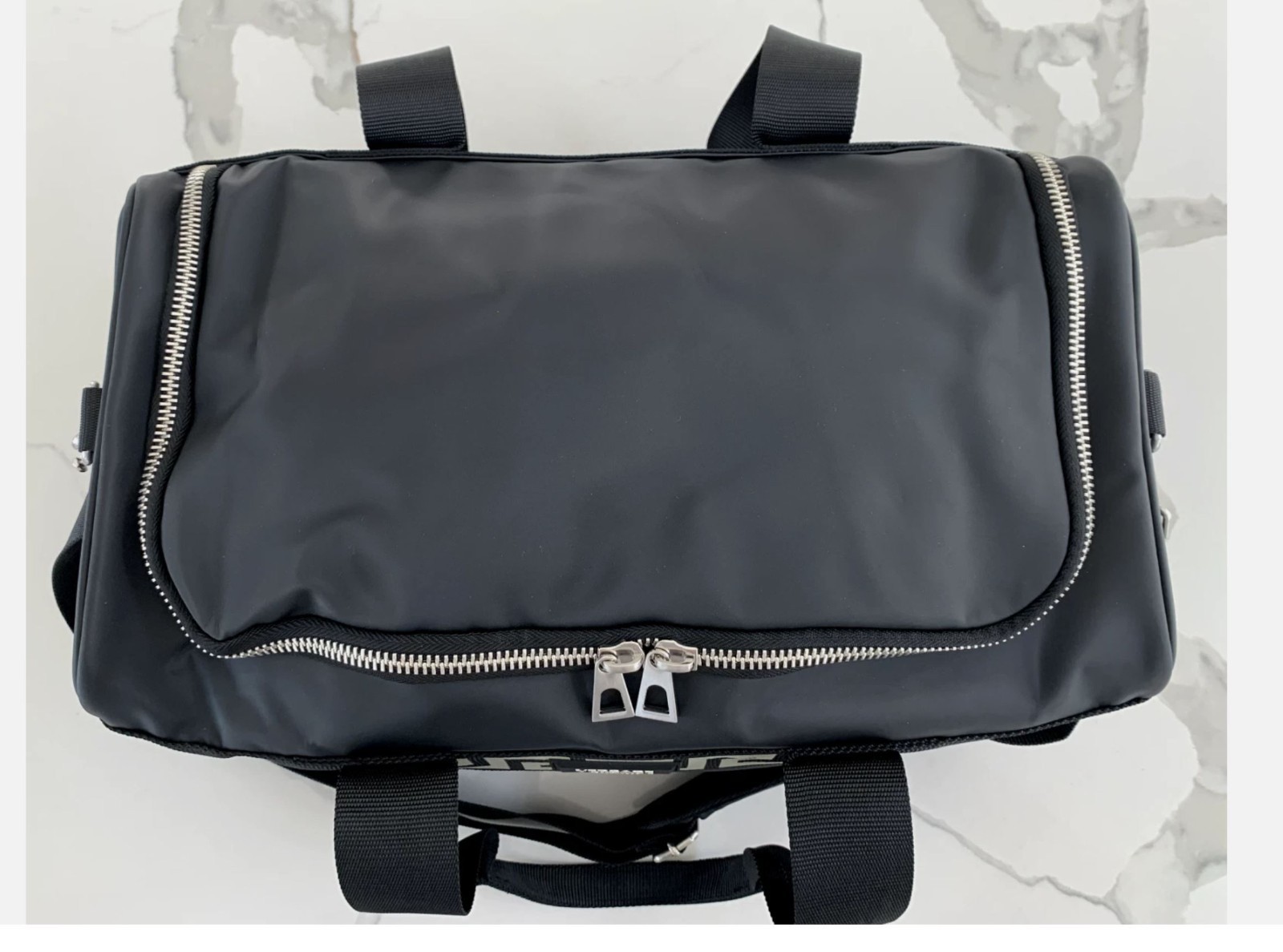 Versace Fragrances Black Duffle with Silver Tone Zipper Travel Overnight Bag New