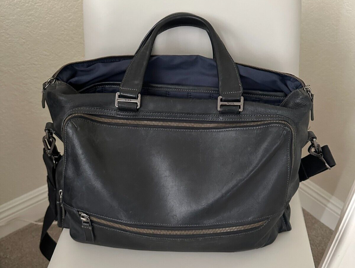Tumi Harrison Madden Briefcase Black Leather Laptop Bag 63001D