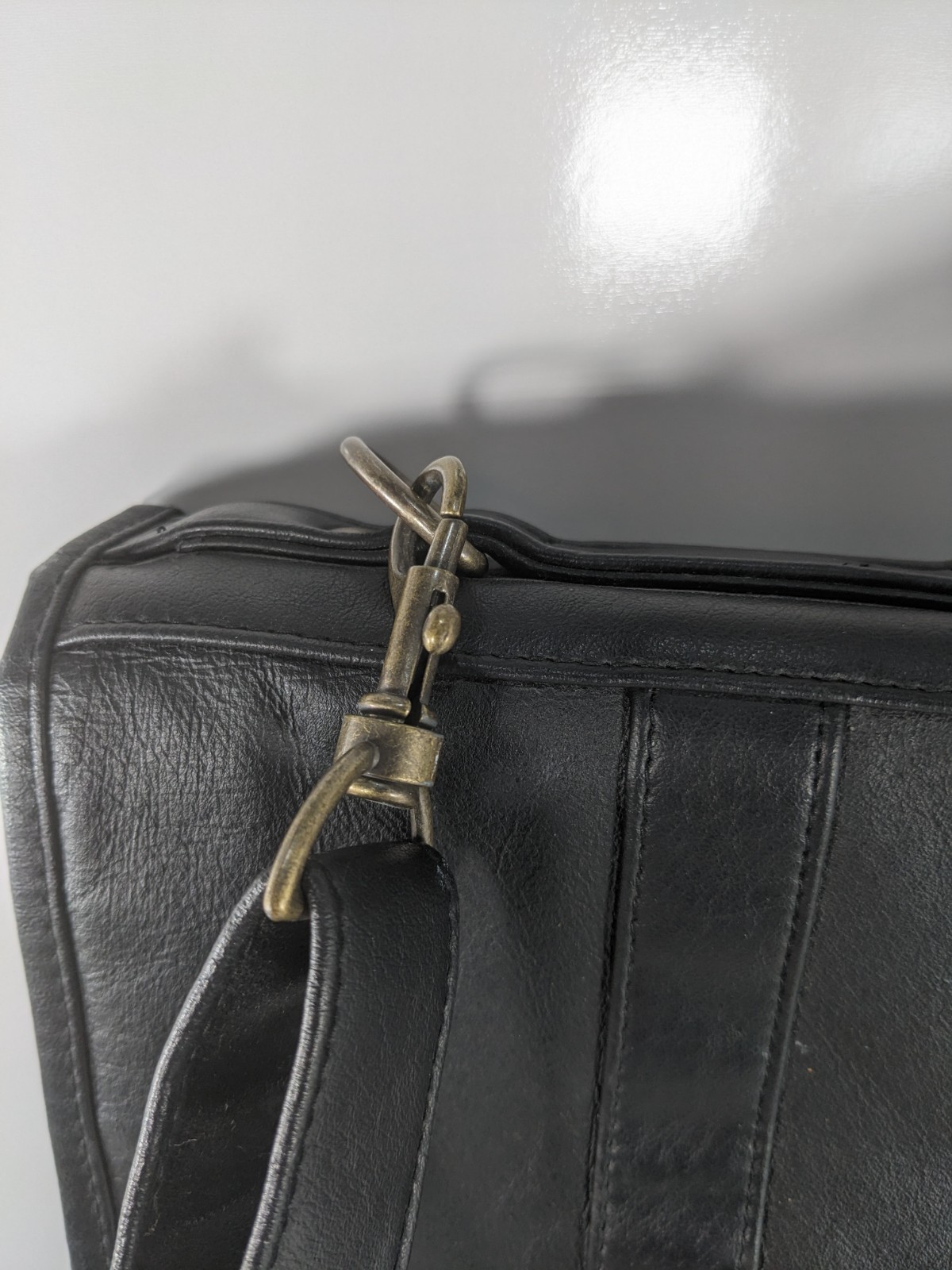 BILL BLASS Black Leather Laptop Messenger Travel Briefcase Shoulder Bag VTG