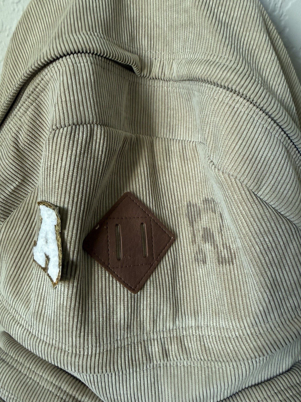 VINTAGE JANSPORT TAN CORDUROY BACKPACK EXCELLENT CONDITION needs new patches