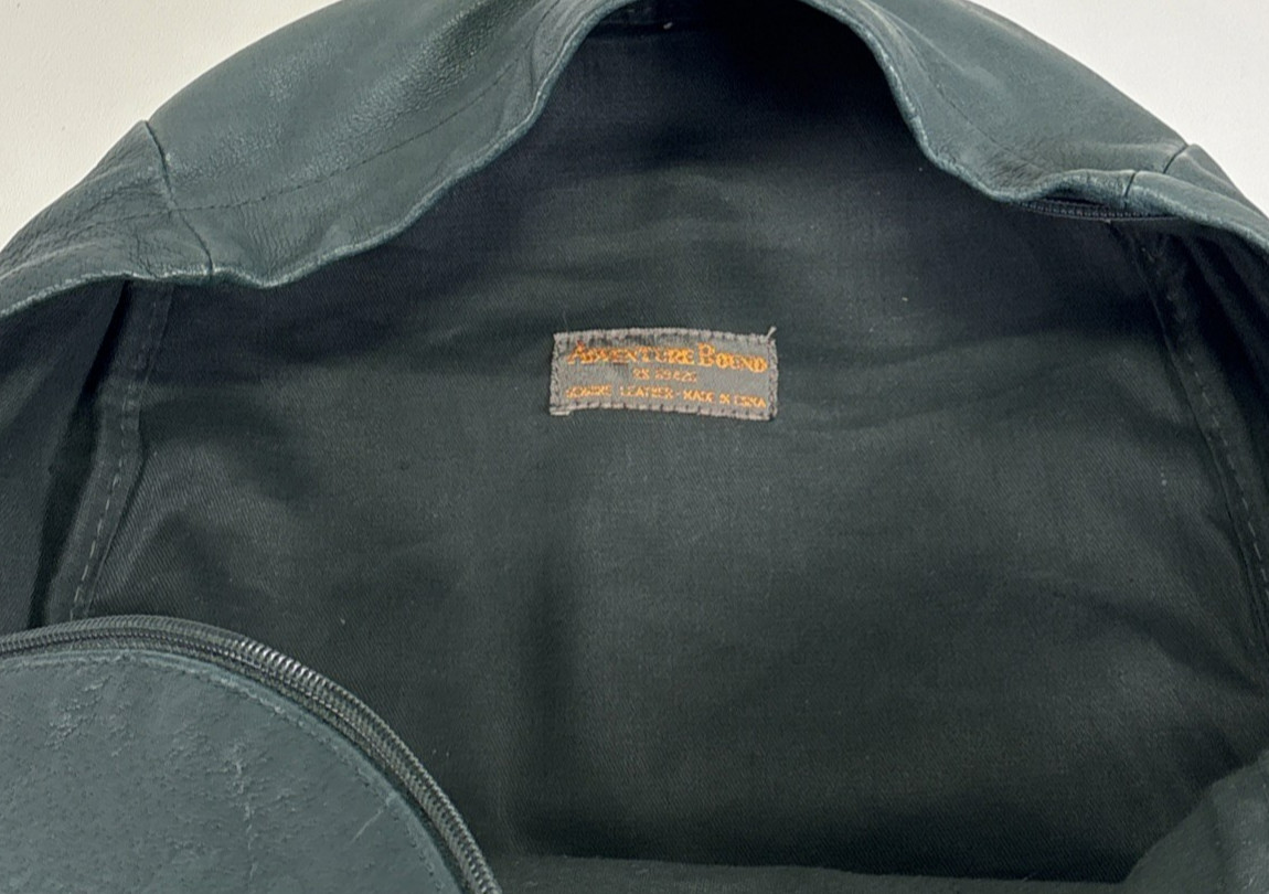 Wilson’s Adventure Bound Green Leather 2 YKK zippered pocket backpack Sunkissed