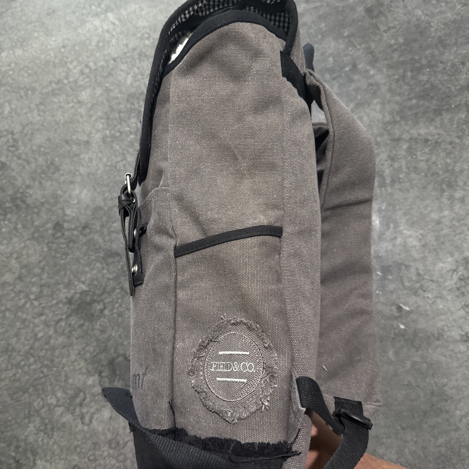 Leeds Field & Co Hudson Backpack Canvas Bag Grey Black