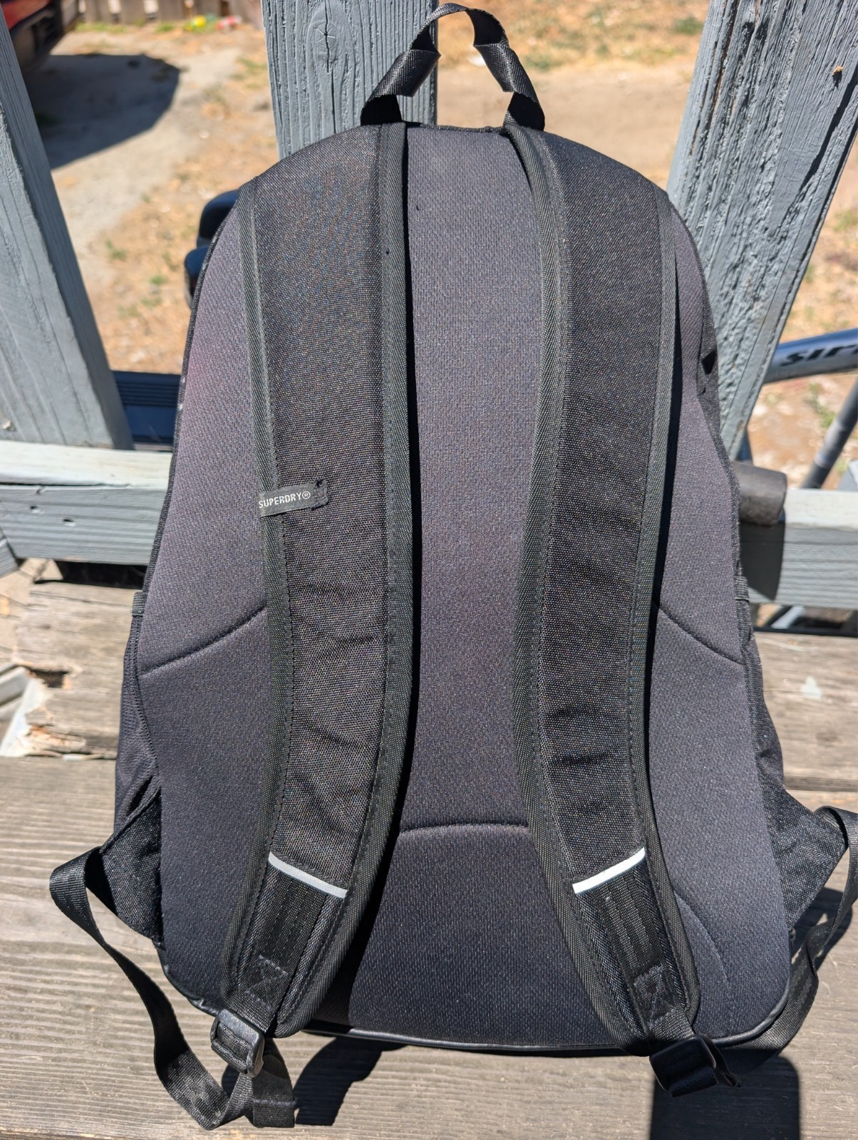 Superdry Black Backpack Bookbag Laptop School Travel Daypack Unisex 17″