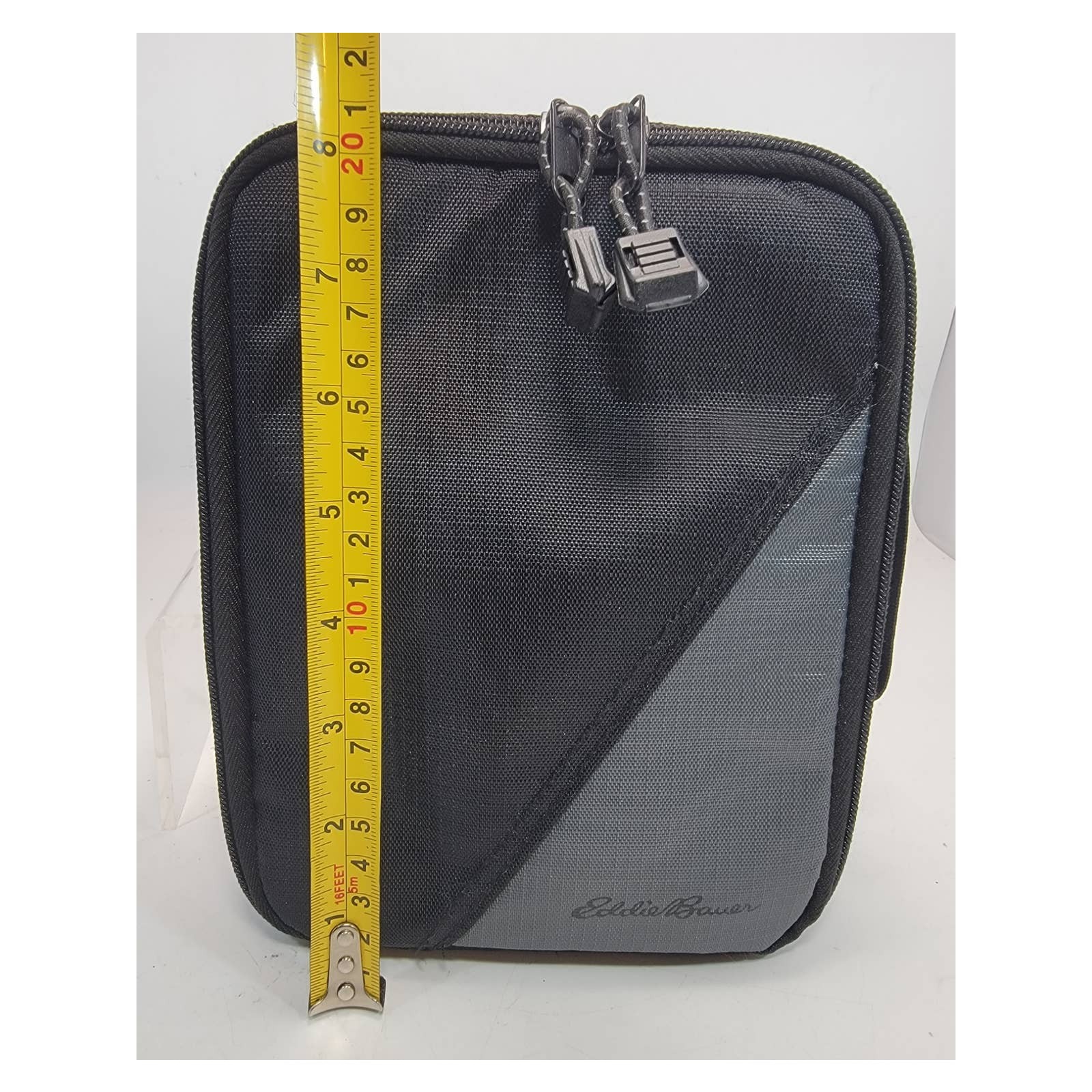 Eddie Bauer Beige Black/Gray Top Zip Organizer Bag
