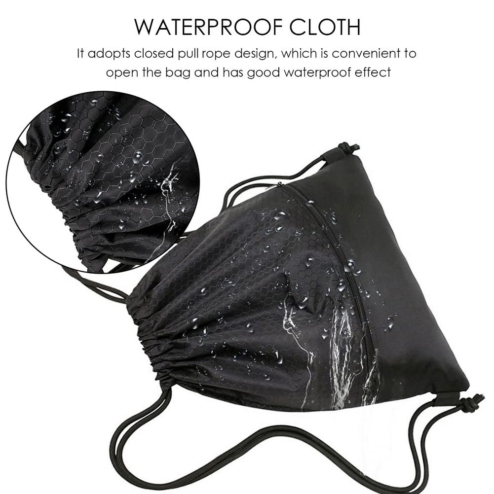 Drawstring Backpack Bag, Waterproof Draw String Back Sack with Zip Pocket, Gym