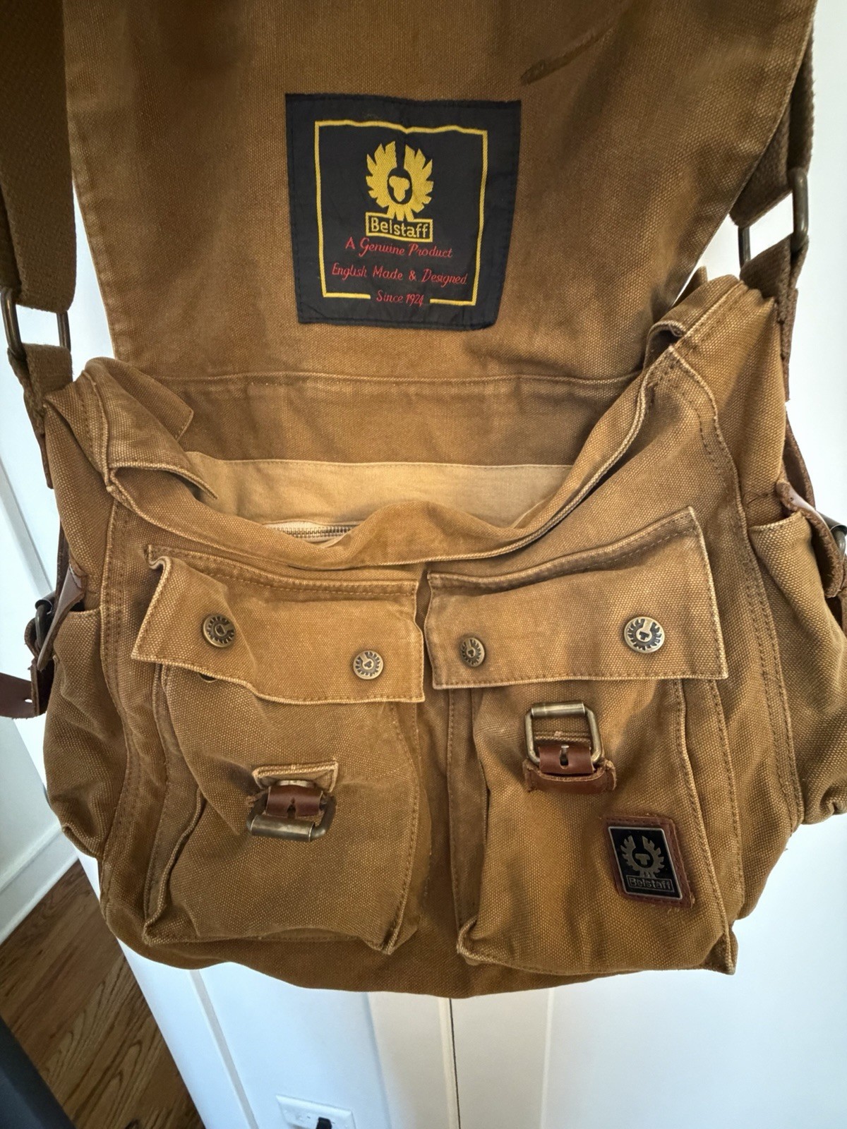Belstaff Brown Messenger Bag Buckle Flap Zip Snap Crossbody Strap Pockets
