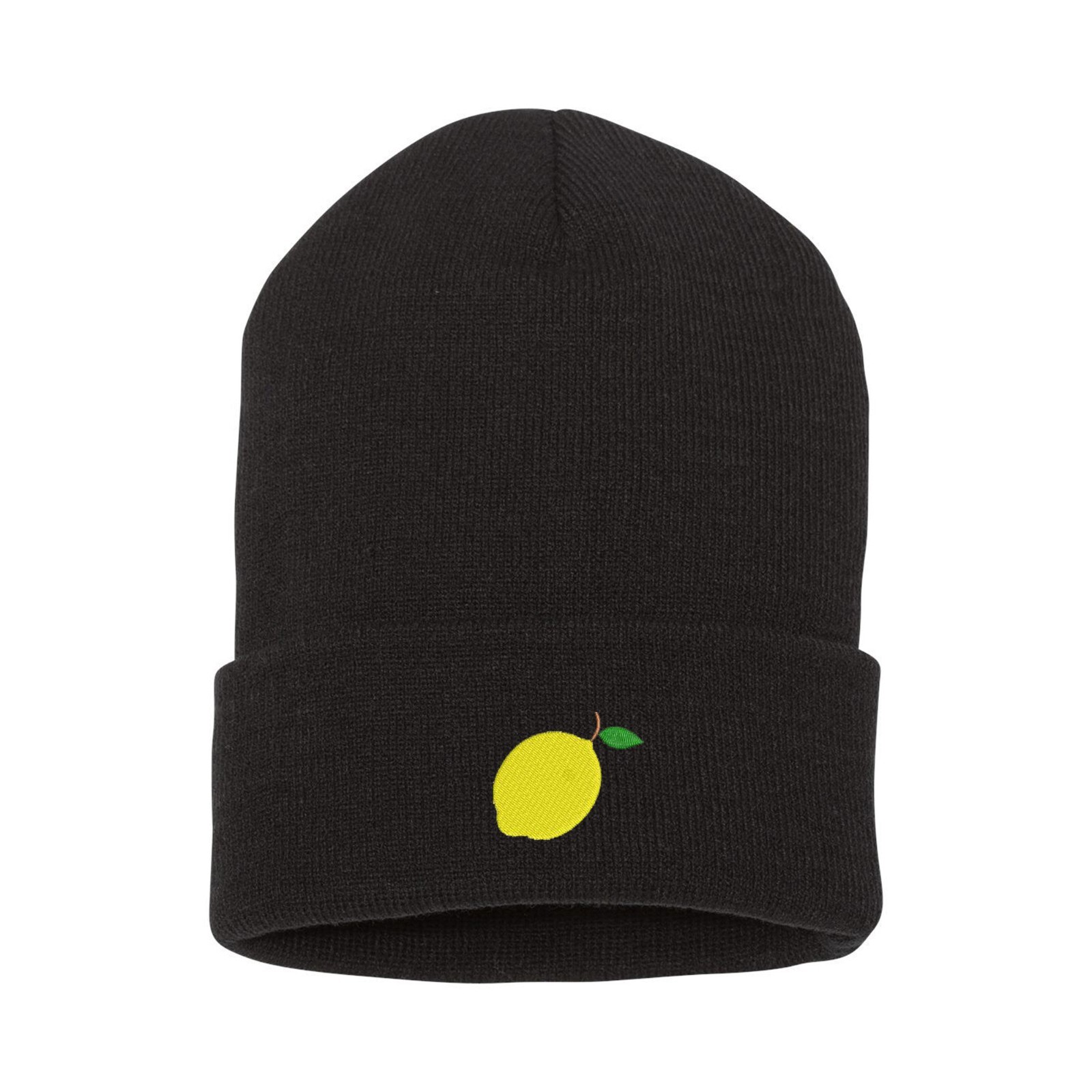 Lemon embroidered beanie hat, custom embroidered winter beanie