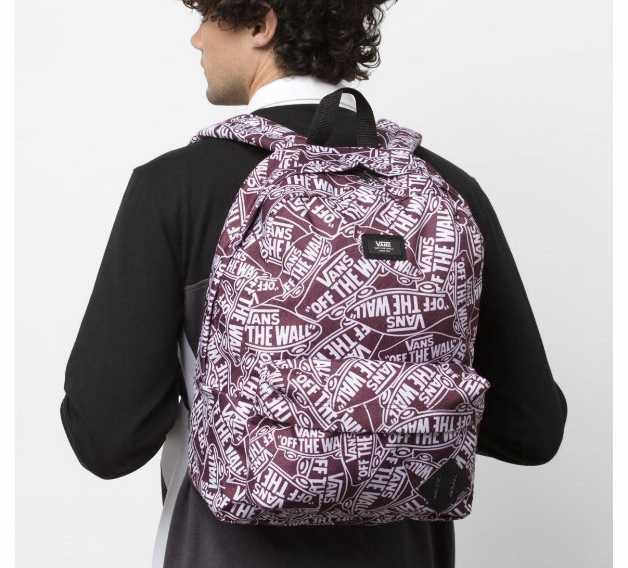 VANS OFF THE WALL All Over Print Burgundy Backpack New Old Skool