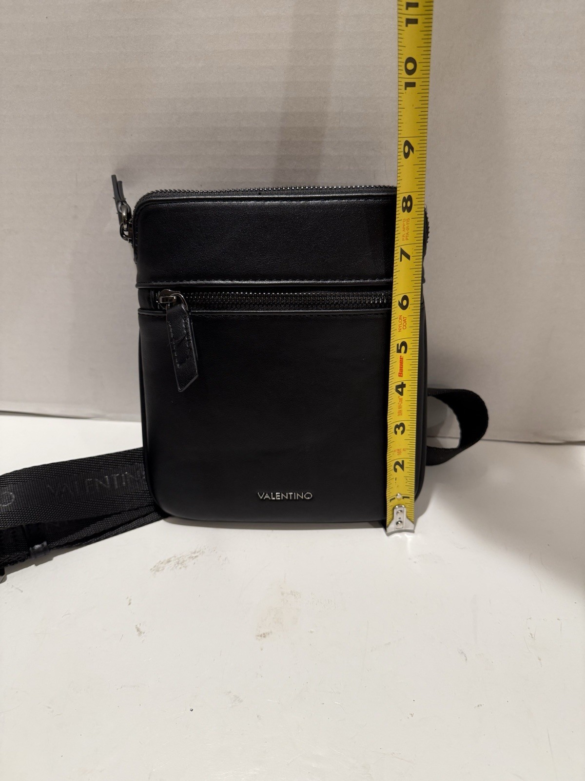 Valentino Mario Horizon Logo Mini Crossbody Shoulder Bag Black Zip Closure