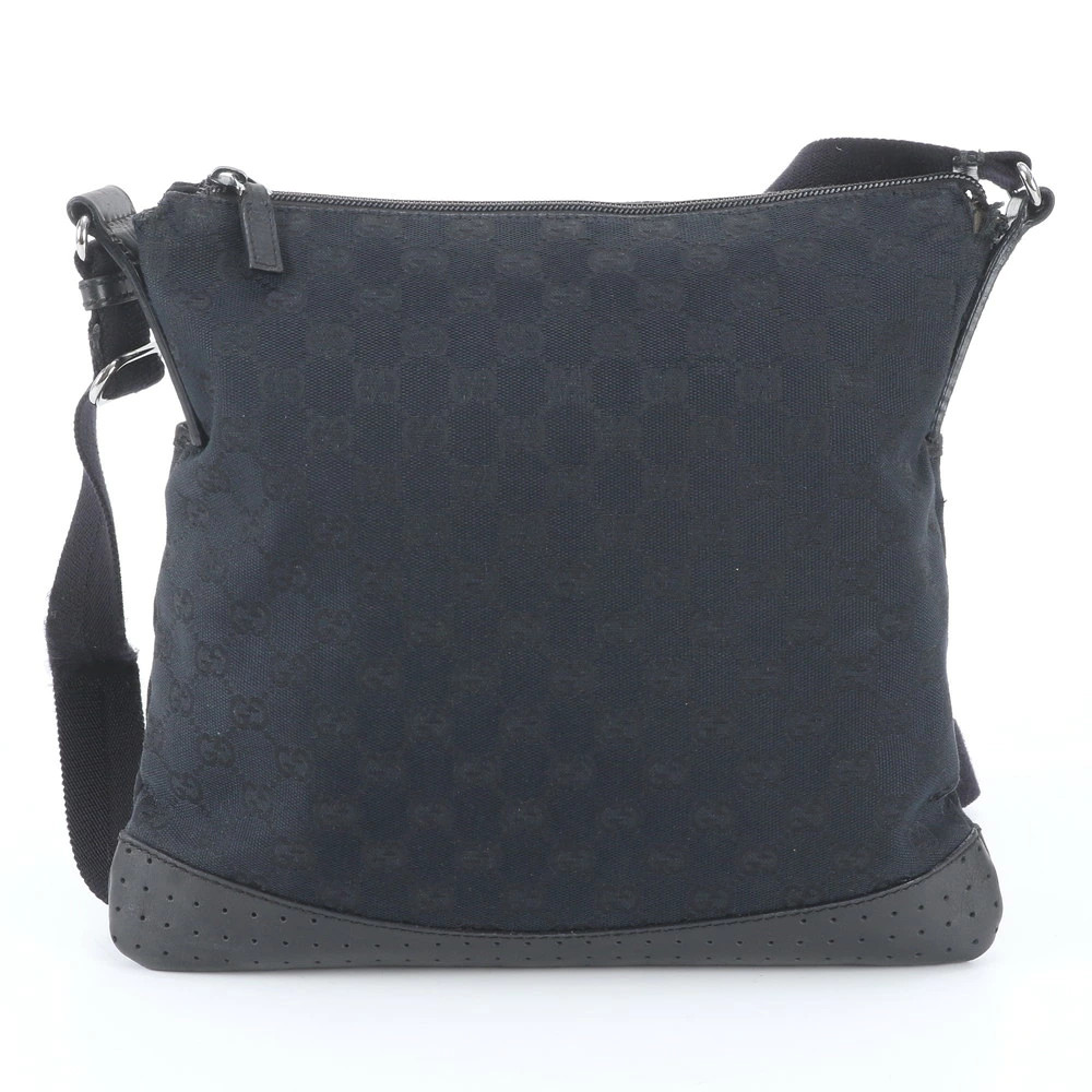 Gucci GG Canvas Leather Shoulder Bag Crossbody Black Size W30cm H28cm D4cm