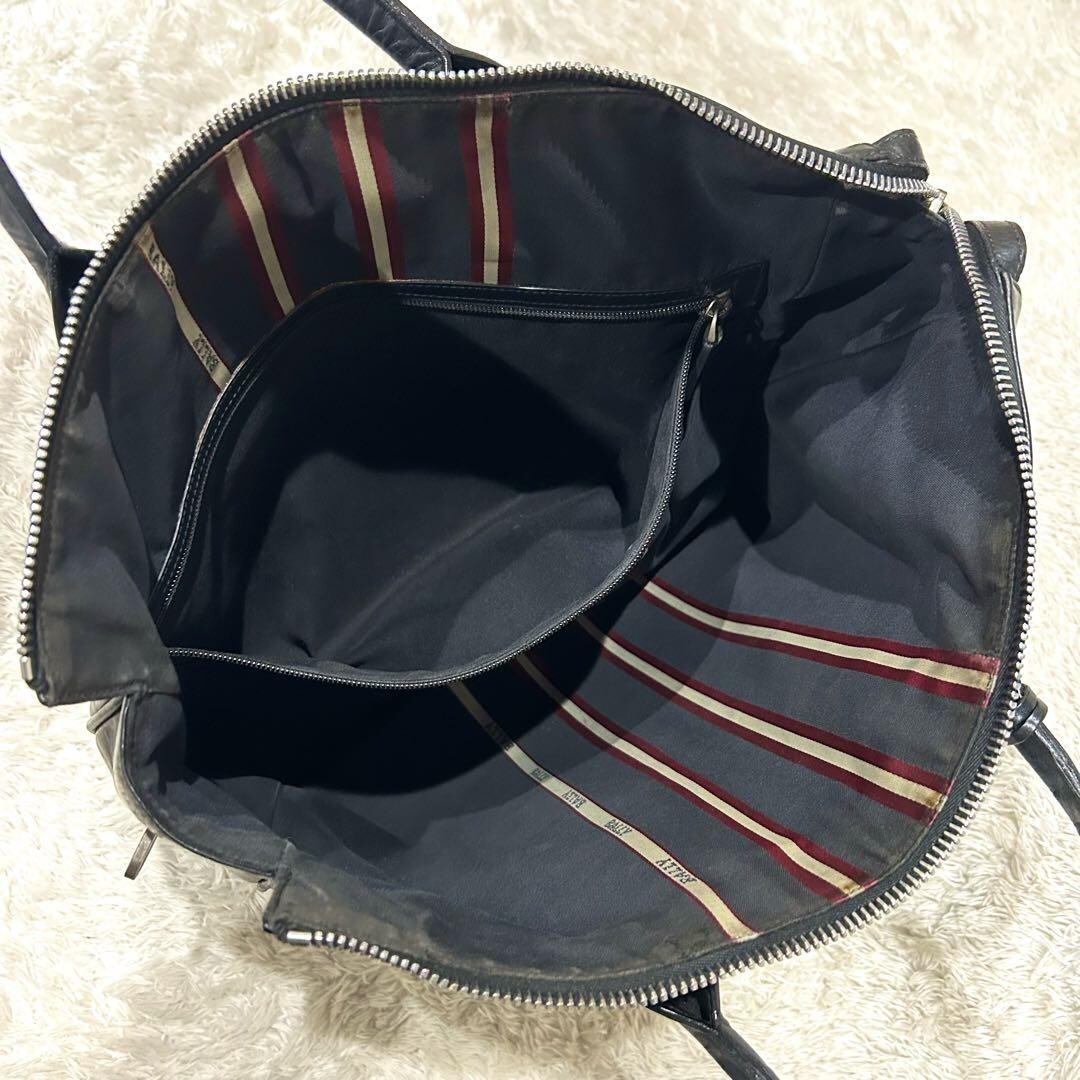 Bally Trainspotting Leather Business Tote Bag Black A4 TAJEST MD Striped 40cm