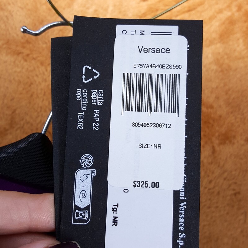 VERSACE COUTURE Backpack Black Nylon V Emblem Gold Logo Unisex $325