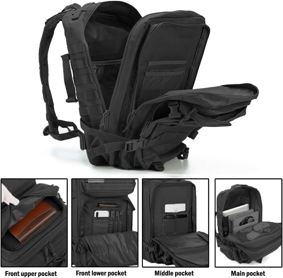 Military Tactical 45L Backpack Large Army 3 Day Assault Pack Molle Bag Rucksack