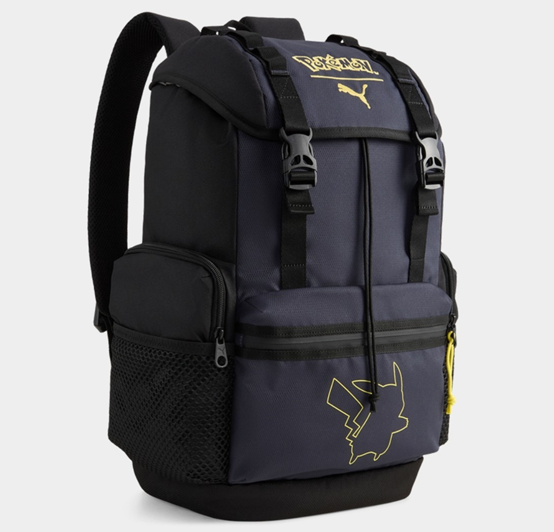 PUMA x Pokemon Backpack Black Strong Gray Pikachu School Laptop Bag