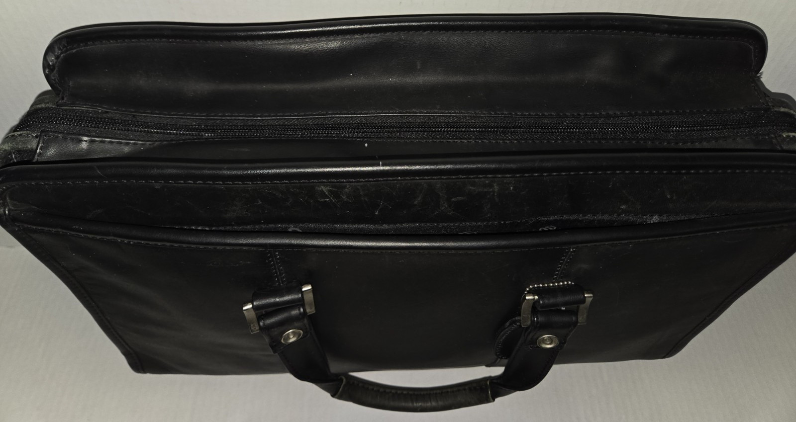 Vintage Bill Blass Black Leather Laptop Portfolio Briefcase Bag Satchel Preowned