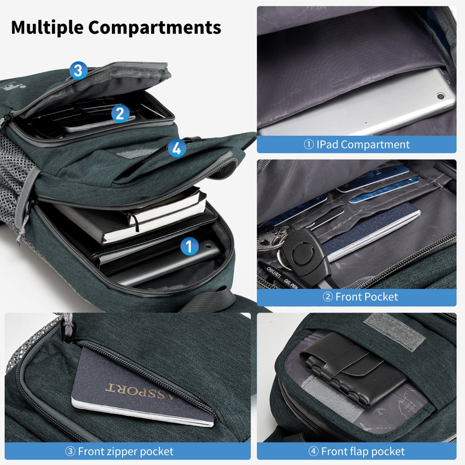 OIWAS Men Wowen Sling Bag Shoulder Crossbody Backpack Travel Chest Fanny Pack