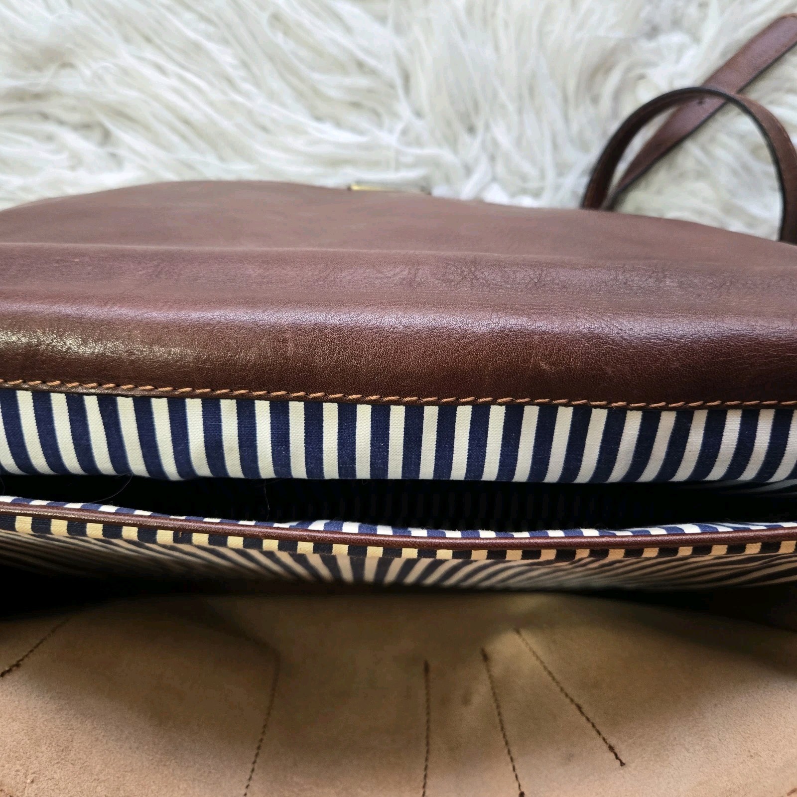 OLD ANGLER-Italian Leather Briefcase Messenger Bag Removable Strap Made Italy
