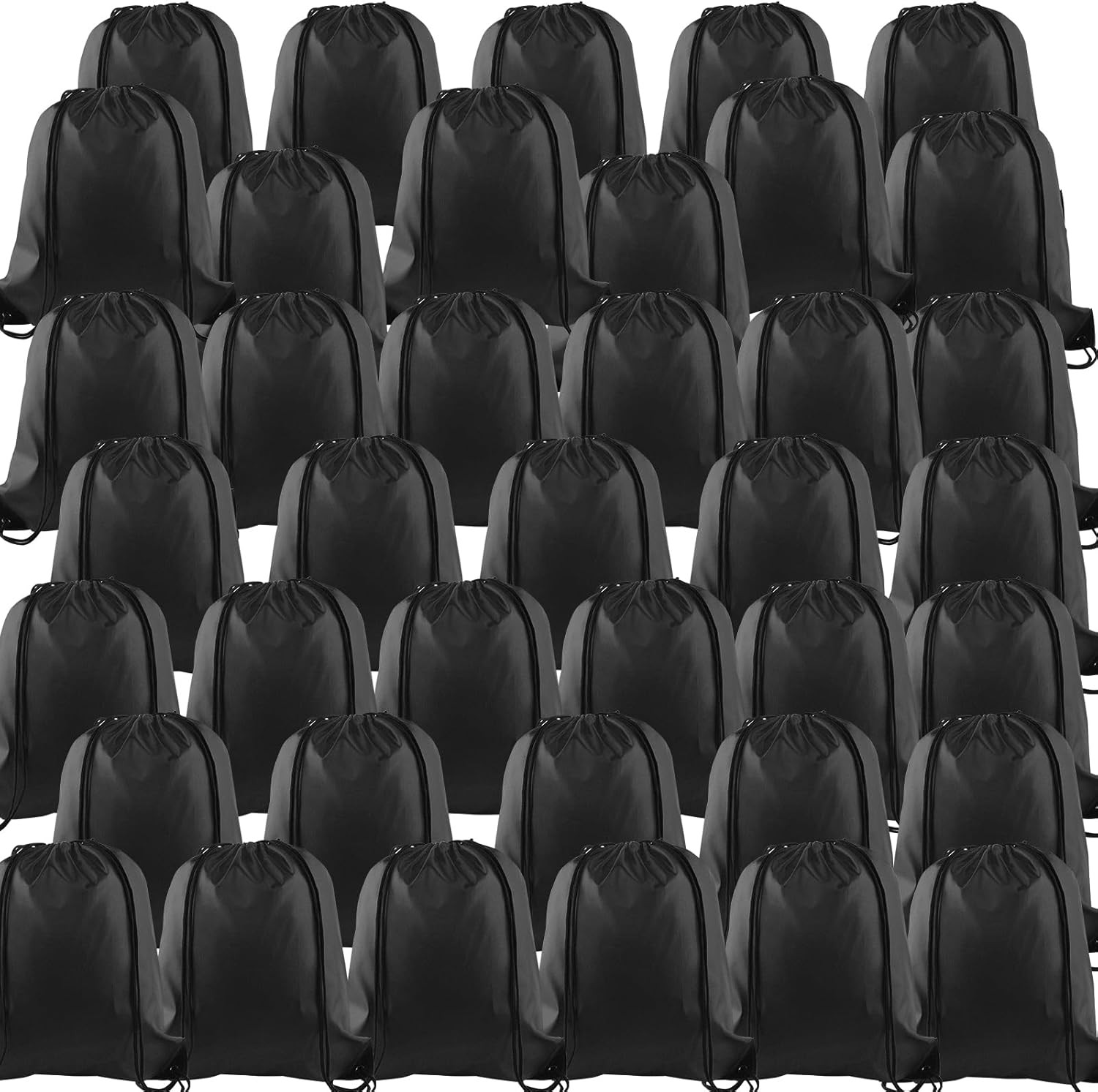 40Pc Black Drawstring Backpacks – Gym, School, Travel – 40Cm*34Cm/15.7’X13.4′ –