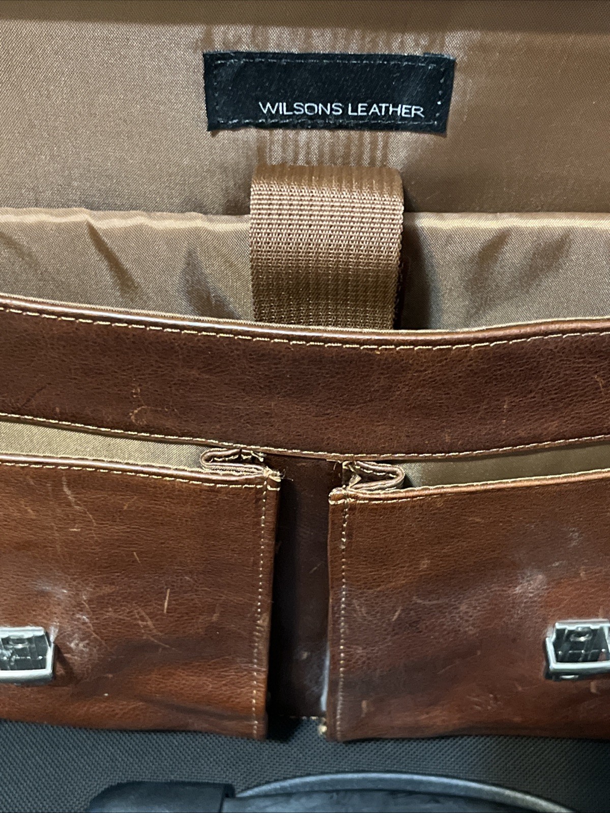 Wilsons Leather Messenger Bag Briefcase Laptop Shoulder Bag – Brown, EUC