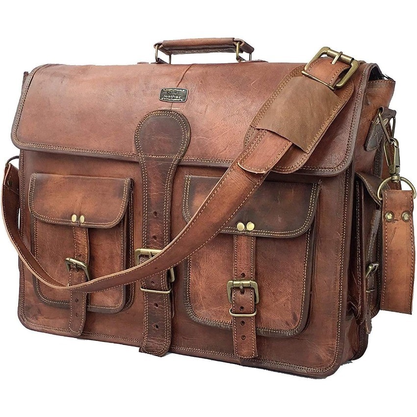 Cuero DHK 16 Inch Vintage Handmade Leather Messenger Bag Laptop