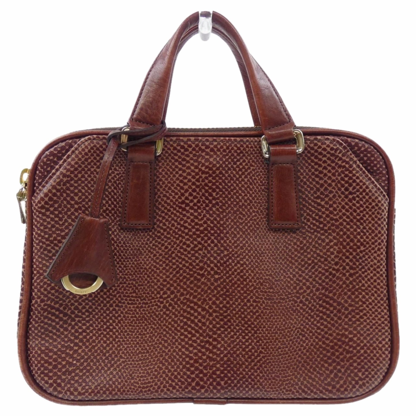 ANIARY Mens Brown Leather Bag 28cm x 21cm with 5cm Depth Japan