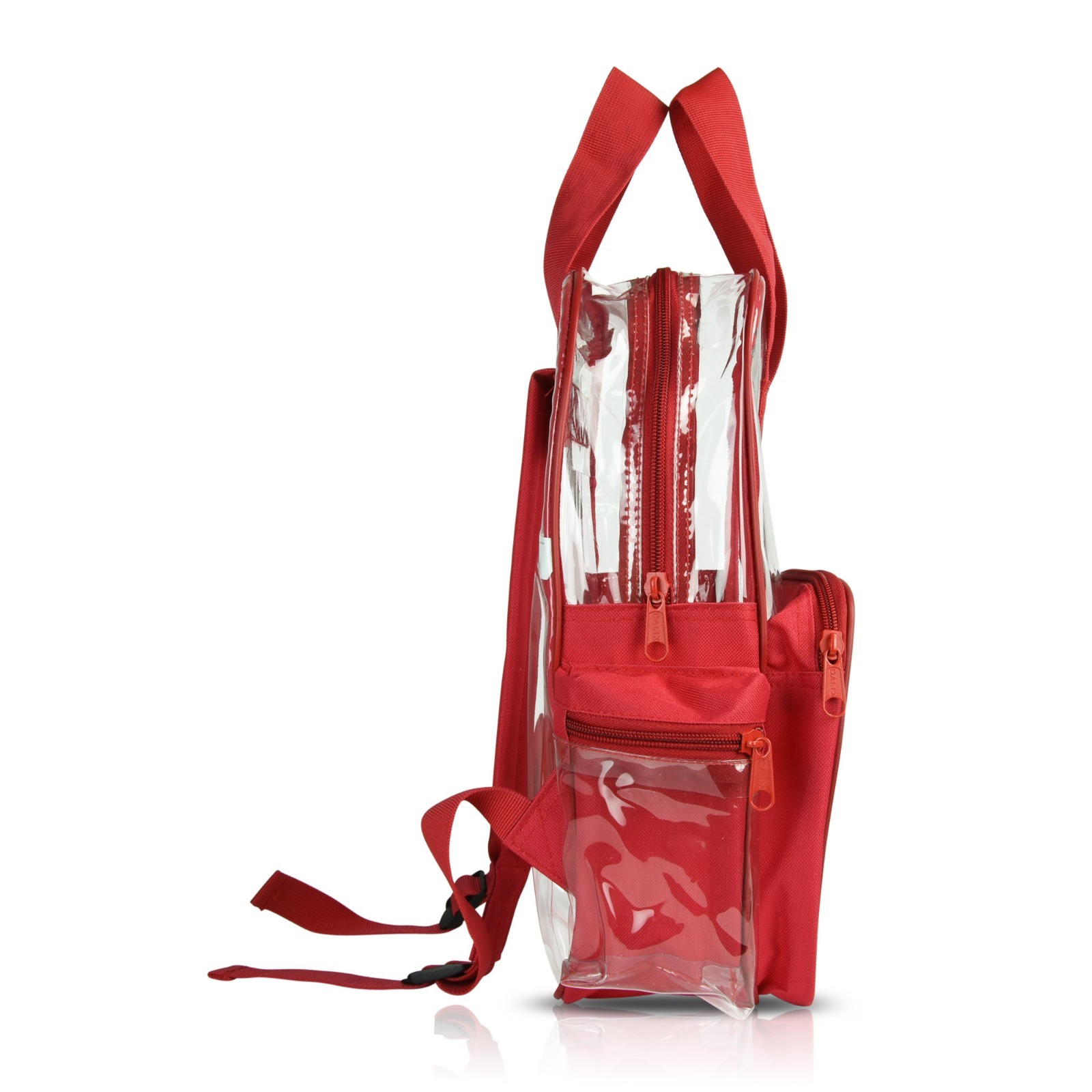 DALIX Clear Backpack Transparent School Bag in Red Small to Medium Size