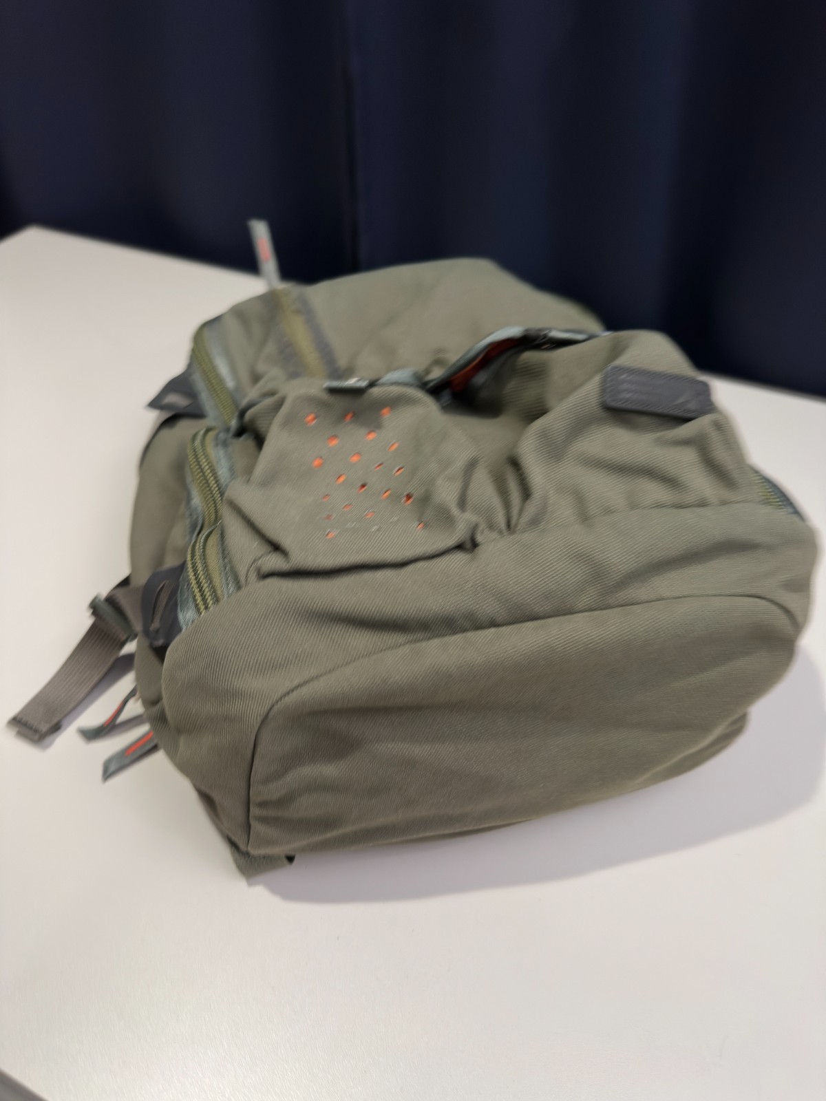EMS Eastern Mountain Sports 100% Nylon Olive Green Multi-Pocket Pack Backpack
