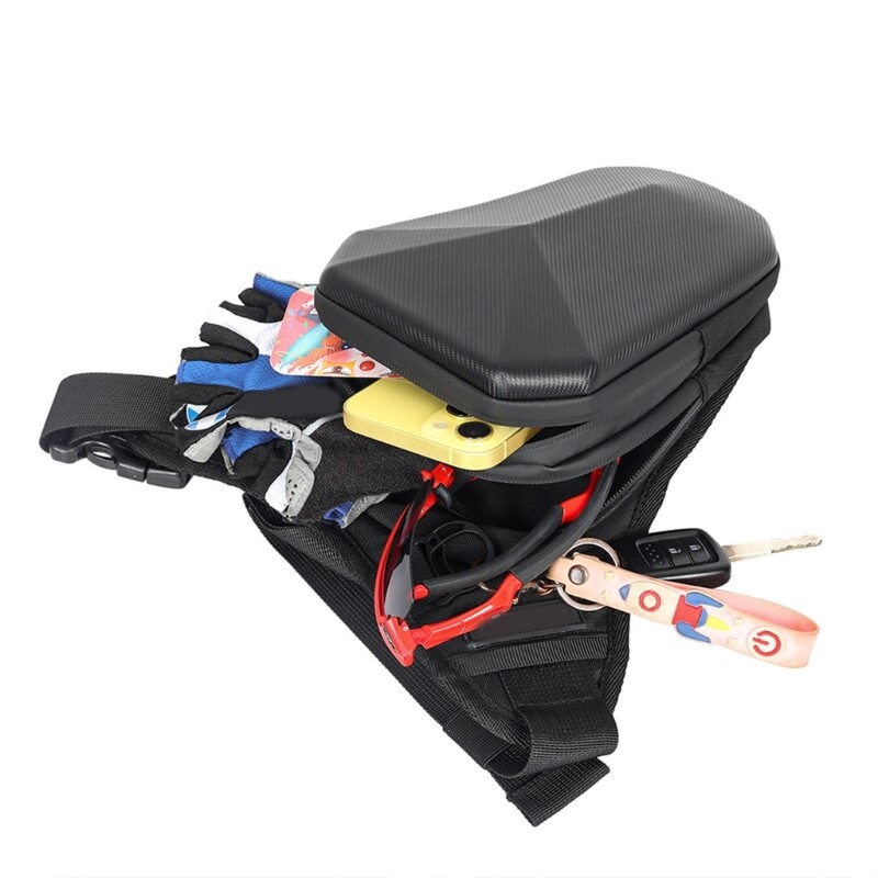 Motorcycle Drop Leg Bag, PU Leather&Polyester Hip Pack For Bikers, Unisex Design
